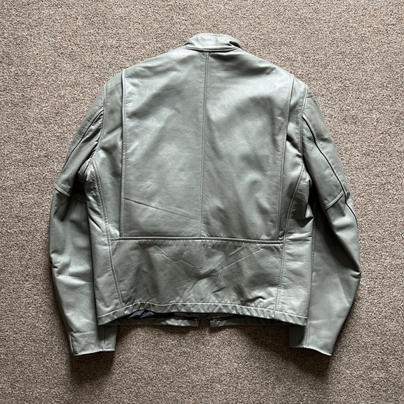 Vintage PARK V Grey Leather Motorcycle Biker Jacket Removable Lining Size 44 USA - Picture 9 of 16